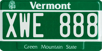 VT license plate XWE888