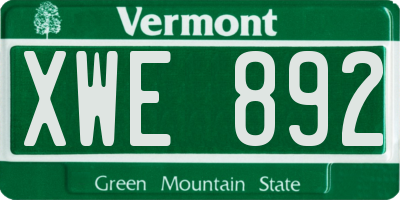 VT license plate XWE892