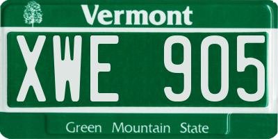 VT license plate XWE905