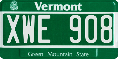 VT license plate XWE908