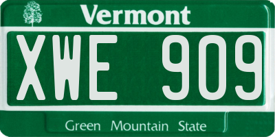 VT license plate XWE909