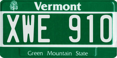 VT license plate XWE910