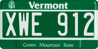 VT license plate XWE912