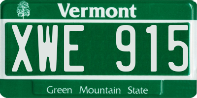 VT license plate XWE915