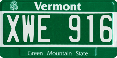VT license plate XWE916