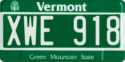 VT license plate XWE918