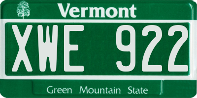 VT license plate XWE922