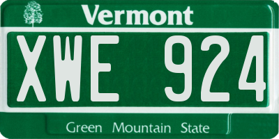 VT license plate XWE924
