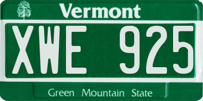 VT license plate XWE925