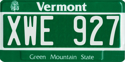 VT license plate XWE927