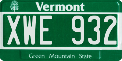 VT license plate XWE932
