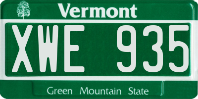 VT license plate XWE935