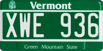 VT license plate XWE936