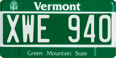 VT license plate XWE940