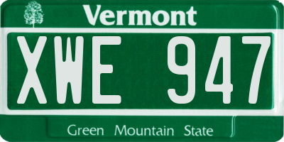 VT license plate XWE947