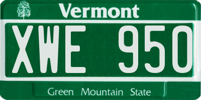 VT license plate XWE950