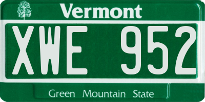 VT license plate XWE952