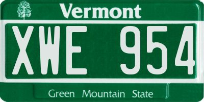 VT license plate XWE954