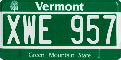 VT license plate XWE957