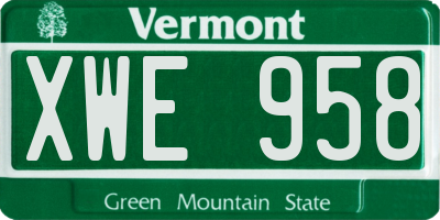 VT license plate XWE958