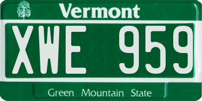 VT license plate XWE959