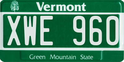VT license plate XWE960