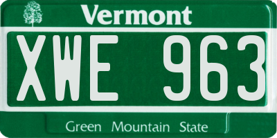 VT license plate XWE963