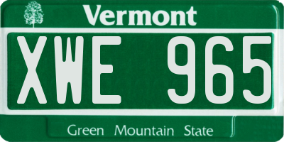 VT license plate XWE965