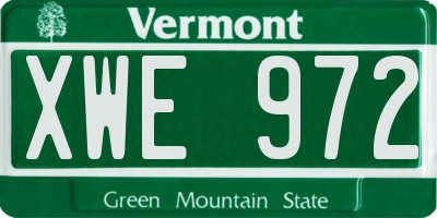 VT license plate XWE972