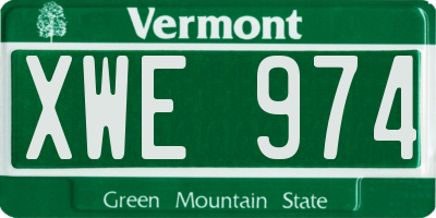 VT license plate XWE974