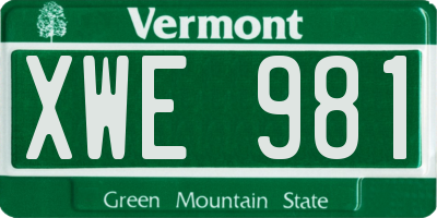 VT license plate XWE981