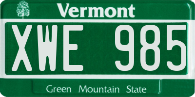 VT license plate XWE985