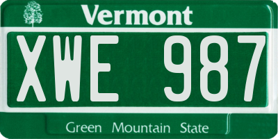 VT license plate XWE987