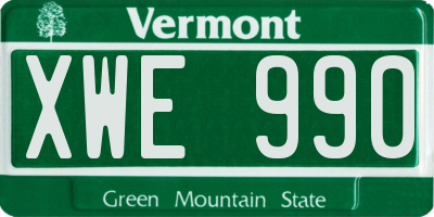 VT license plate XWE990
