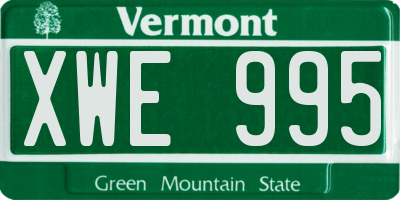 VT license plate XWE995