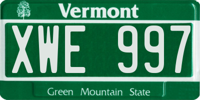 VT license plate XWE997