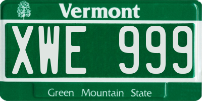 VT license plate XWE999