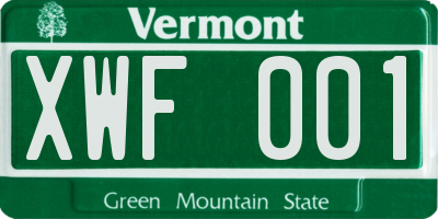 VT license plate XWF001