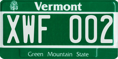 VT license plate XWF002