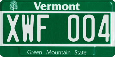 VT license plate XWF004