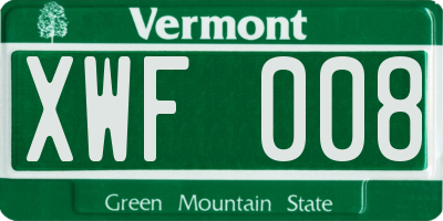 VT license plate XWF008