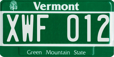 VT license plate XWF012