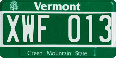 VT license plate XWF013