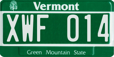 VT license plate XWF014