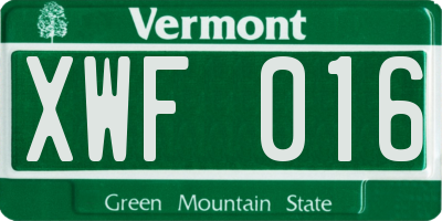 VT license plate XWF016
