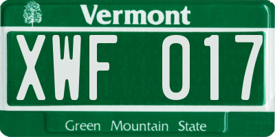 VT license plate XWF017