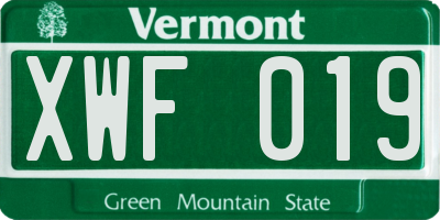 VT license plate XWF019