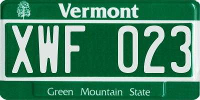 VT license plate XWF023