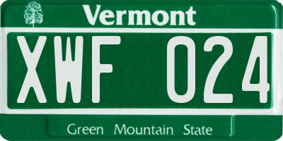VT license plate XWF024