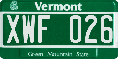 VT license plate XWF026